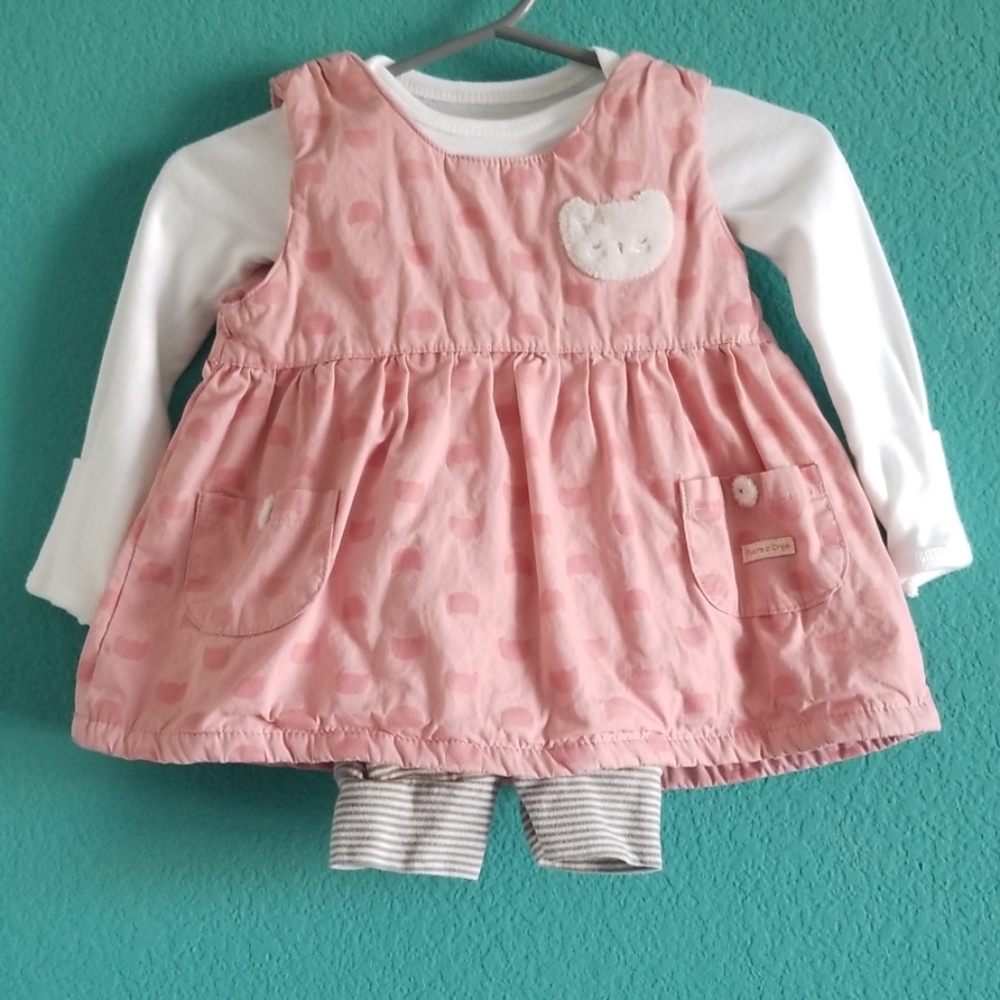 Sucre d'orge Pink & White Button Down Cat Dress